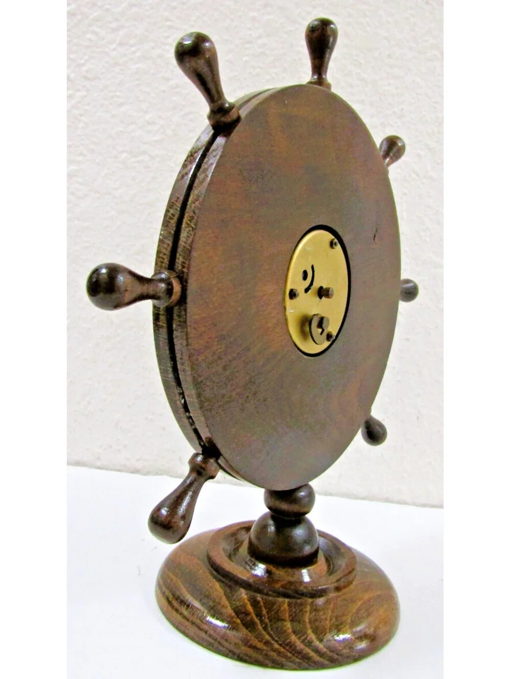 Vintage German Animated Mechanical Ship's Wheel Dutch Windmill Table Clock